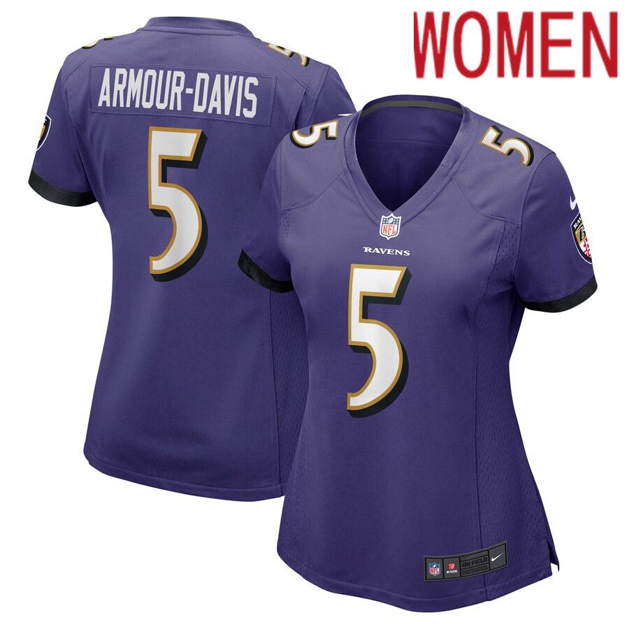 Women Baltimore Ravens #5 Jalyn Armour-Davis Nike Purple Game Player NFL Jersey->women nfl jersey->Women Jersey